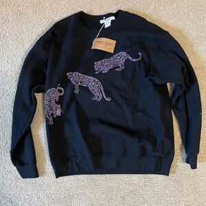 NWT Project Social T Leopards Oversized Sweatshirt, Black, S/M